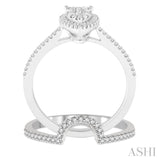 1/2 Ctw Diamond Lovebright Wedding Set with 1/3 Ctw Engagement Ring and 1/6 Ctw Wedding Band in 14K White Gold