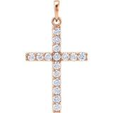 14K Rose 3/4 CTW Natural Diamond Cross Pendant