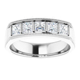 14K White 1 1/4 CTW Natural Diamond Milgrain Band