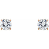 14K Rose Gold 5 mm Natural White Sapphire Earrings
