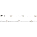 14K White Cultured White Freshwater Pearl  14-Station 18