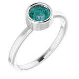 Rhodium-Plated Sterling Silver 5.5 mm Lab-Grown Alexandrite Ring