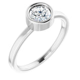 Rhodium-Plated Sterling Silver 5.5 mm Natural White Sapphire Ring