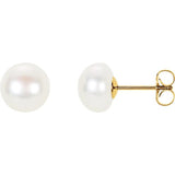 14K Yellow Panache® Cultured White Freshwater Pearl Stud Earrings