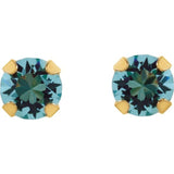 14K Yellow Imitation Aquamarine Inverness® Piercing Stud Earrings