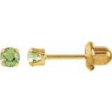 14K Yellow Imitation Peridot Inverness® Piercing Stud Earrings