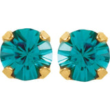 14K Yellow Imitation Blue Crystal Inverness® Piercing Stud Earrings
