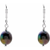 Sterling Silver Cultured Black Freshwater Pearl Earrings