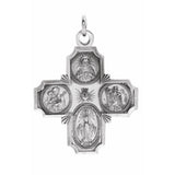 14K White 30x29 mm Four-Way Cross Medal