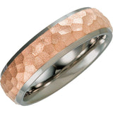 Titanium & 18K Rose Gold-Plated Inlay 7 mm Beveled-Edge Band Size 11
