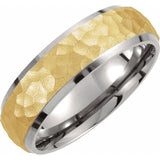 Titanium & 18K Yellow Gold-Plated Inlay 7 mm Beveled-Edge Band Size 8.5