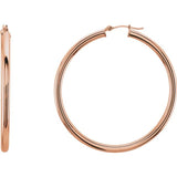 14K Rose 48 mm Tube Hoop Earrings