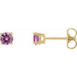 14K Yellow 2.5 mm Natural Pink Sapphire Stud Earrings