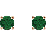 14K Rose Gold 5 mm Natural Emerald Earrings