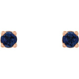 14K Rose Gold 2.5 mm Natural Blue Sapphire Earrings
