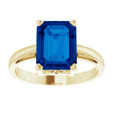 14K Yellow Lab-Grown Blue Sapphire Scroll Setting® Ring