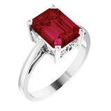 14K White Lab-Grown Ruby Scroll Setting® Ring