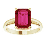 14K Yellow Lab-Grown Ruby Scroll Setting® Ring