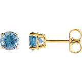 14K Yellow Gold 5 mm Natural Swiss Blue Topaz Earrings