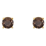 14K Yellow Gold 5 mm Natural Smoky Quartz Earrings