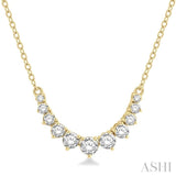 3/4 Ctw Graduated Diamond Smile Necklace in 14K Yellow Gold
