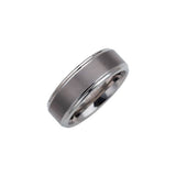 Tungsten 8 mm Stepped-Edge Inlay Comfort-Fit Band  Size 14