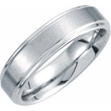White Tungsten 6 mm Stepped-Edge Inlay Comfort-Fit Band  Size 9