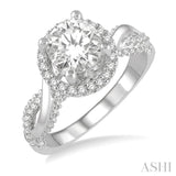 1/2 ctw Circular Center Twisted Shank Round Cut Diamond Semi-Mount Engagement Ring in 14K White Gold