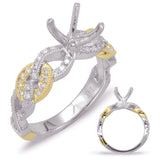 White & Yellow Gold Halo Engagement