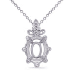 White Gold Diamond Pendant 7x5mm Oval
