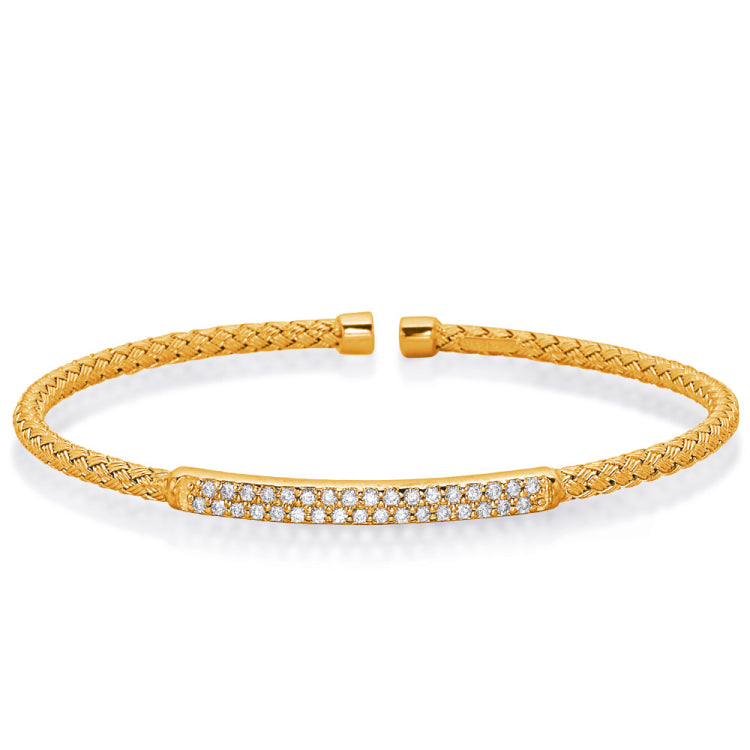 【稼働/良品】Harley クオーツ スクエア ゴールド レディース 14 Kt Yellow & White Gold Bangle Bracelets - B4450BDSGYG