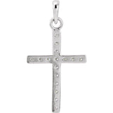 14K White 1/8 CTW Natural Diamond Cross Pendant