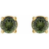 14K Yellow 3 mm Natural Green Tourmaline Earrings