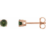 14K Rose 3 mm Natural Green Tourmaline Earrings