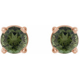 14K Rose 3 mm Natural Green Tourmaline Earrings
