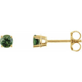 14K Yellow 3 mm Natural Green Sapphire Earrings