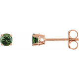 14K Rose 3 mm Natural Green Sapphire Earrings