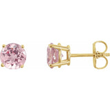 14K Yellow 5 mm Natural Pink Morganite Earrings