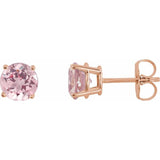 14K Rose 5 mm Natural Pink Morganite Earrings