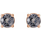14K Rose 3 mm Natural Gray Spinel Earrings