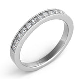 14 Kt White Gold Channel Set Round Bands