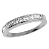 14 Kt White Gold Baguette Bands