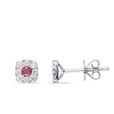 14 Kt White Gold Ruby Earrings