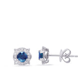 14 Kt White Gold Sapphire Earrings