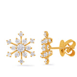 Yellow Gold Diamond Snowflake Earring