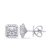 14 Kt White Gold Halo Earrings