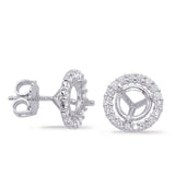 14 Kt White Gold Halo Earrings