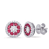 14 Kt White Gold Ruby Earrings