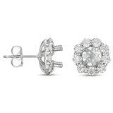 14 Kt White Gold Halo Earrings