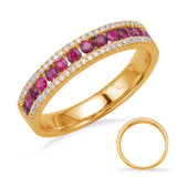 14 Kt Yellow Gold Ruby Color Rings - Precious